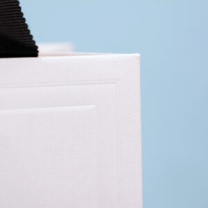 紙全体と縁取りにそれぞれエンボス加工をした紙袋