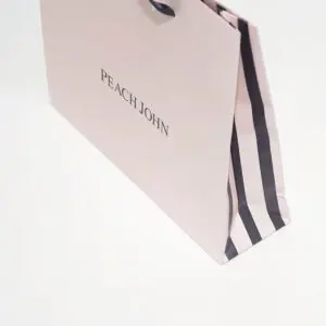 口折り部分の大胆なストライプが目を引く、個性あふれる人気ランジェリーブランドのオリジナル紙袋