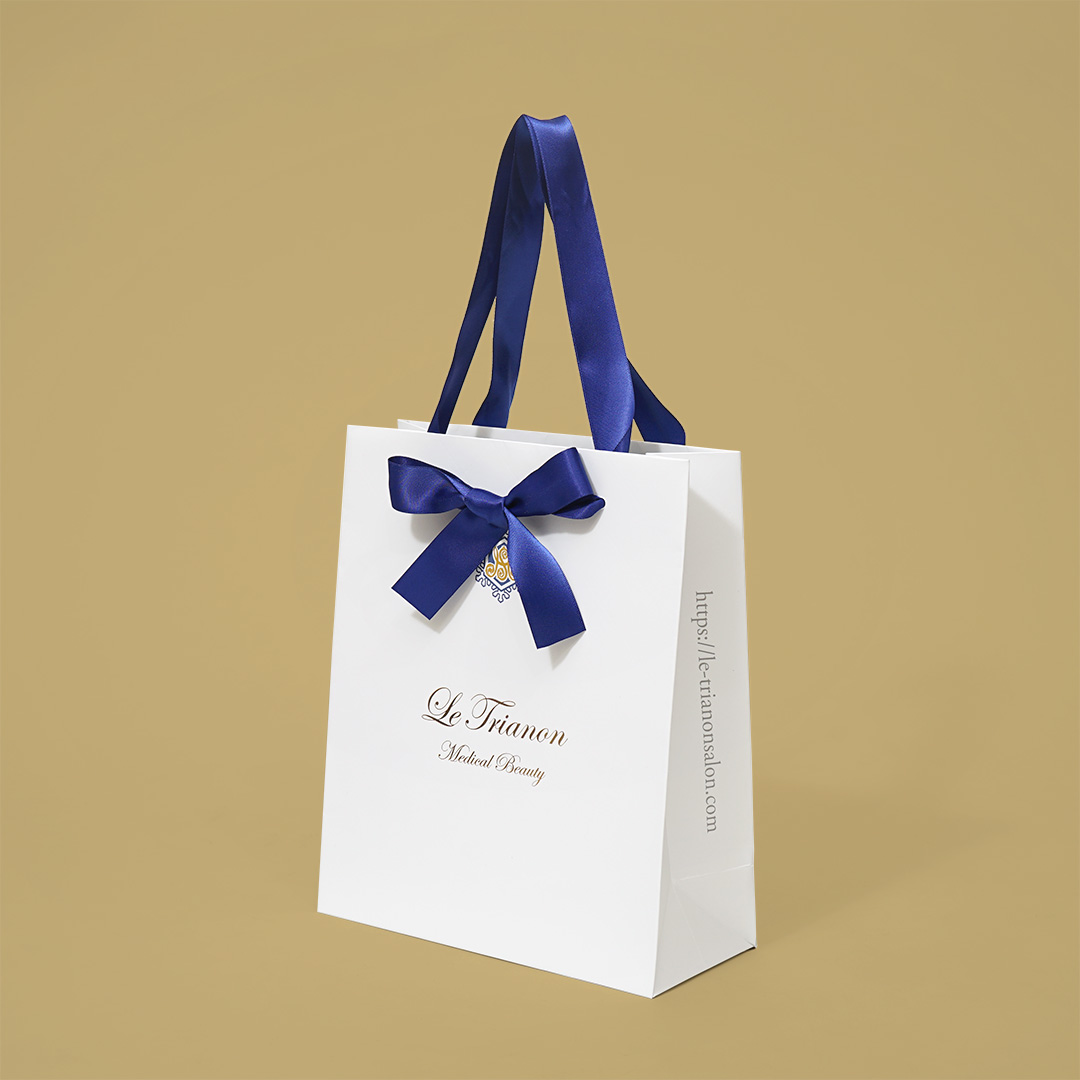 青い正面リボンが上品な紙袋0