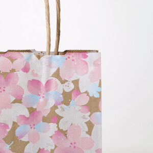 美しい桜のグラデーションをフルカラー印刷で表現した、超有名コーヒーショップのクラフト紙素材の2021年SAKURAシリーズ限定オリジナル紙袋