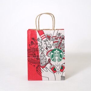 ホリデーにピッタリな絵柄が大胆に印刷された、超有名コーヒーショップのクラフト紙素材の2017年クリスマスホリデーシーズン限定オリジナル紙袋