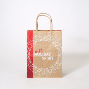 正面に雪のような繊細なデザインが施された、超有名コーヒーショップのクラフト紙素材の2015年クリスマスホリデーシーズン限定オリジナル紙袋