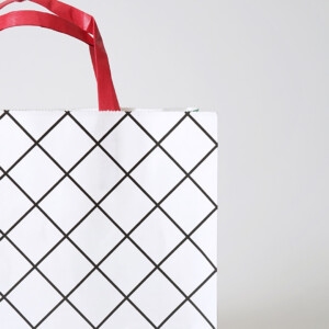 人気洋菓子店が手掛ける、晒クラフト紙に網目状のパターンを印刷した、レトロモダンなオリジナル紙袋