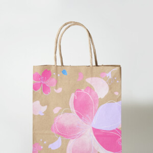 有名コーヒーショップのグラデーションが美しい桜デザインをフルカラー印刷で表現した、春限定オリジナル紙袋