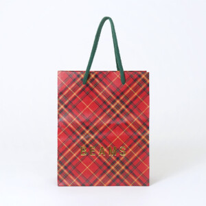 人気アパレルショップのホリデーにぴったりのタータンチェック柄を、フルカラー印刷でプリントした素敵なオリジナル紙袋