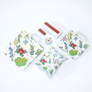 花柄が美しい北海道の有名和菓子メーカーのオリジナル紙袋と、それに合わせたパッケージング