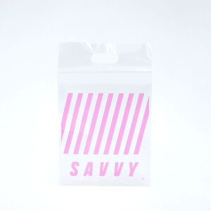 人気関西雑誌ブランドのピンク色のストライプ柄が鮮やかなオリジナルポリ袋