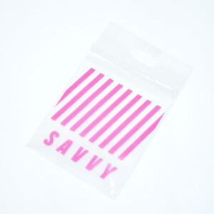 人気関西雑誌ブランドのピンク色のストライプ柄が鮮やかなオリジナルポリ袋