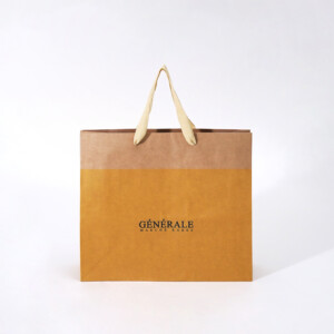 未晒クラフト紙とマスタードイエローがおしゃれな、大阪のセレクトショップ向けオリジナル紙袋