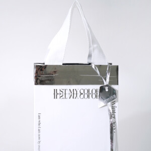 メタリックな質感が特徴のモダンなオリジナル紙袋の全体像