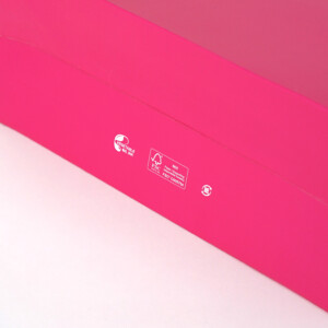 底面に印刷されたFSC認証マークとベジタブルオイルインキマーク