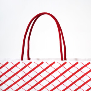 紙袋の縦留め仕様とハンドル部分