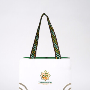 大阪・関西万博 トルクメニスタンパビリオンの縦留め仕様のオリジナル紙袋