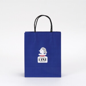 チェック柄の仕掛けがユニークなアクセントに。美しい女性のイラストが魅力的なバニラスイーツブランドのオリジナル紙袋