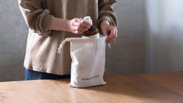 ライフスタイル雑貨ブランドが手がける、肌触りの良いオリジナルコットン巾着